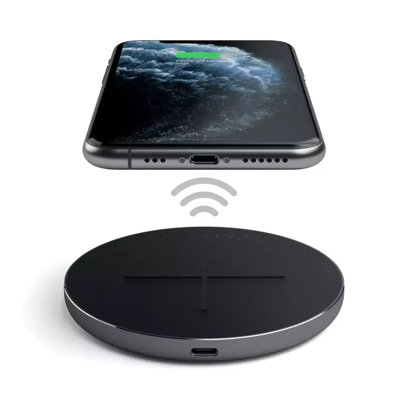 Wireless Charger Satechi ST-IWCBM Fast Charging USB Type-C Indoor Smartphone Black Grey