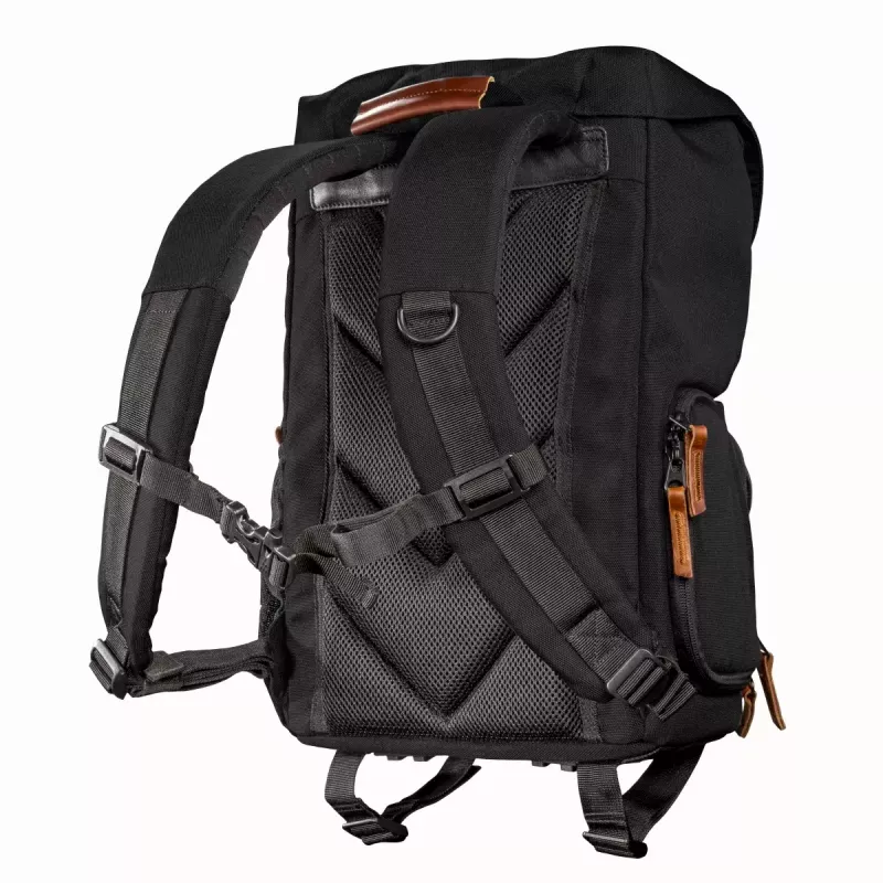 Backpack Mantona Luis junior Black Brown Leather Metal Polyester Synthetic