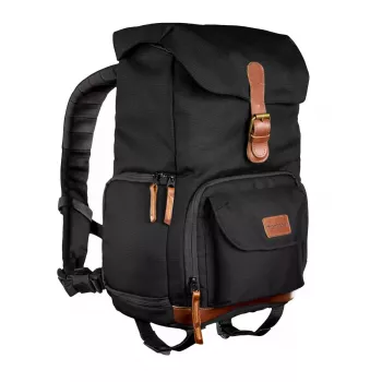 Backpack Mantona Luis junior Black Brown Leather Metal Polyester Synthetic