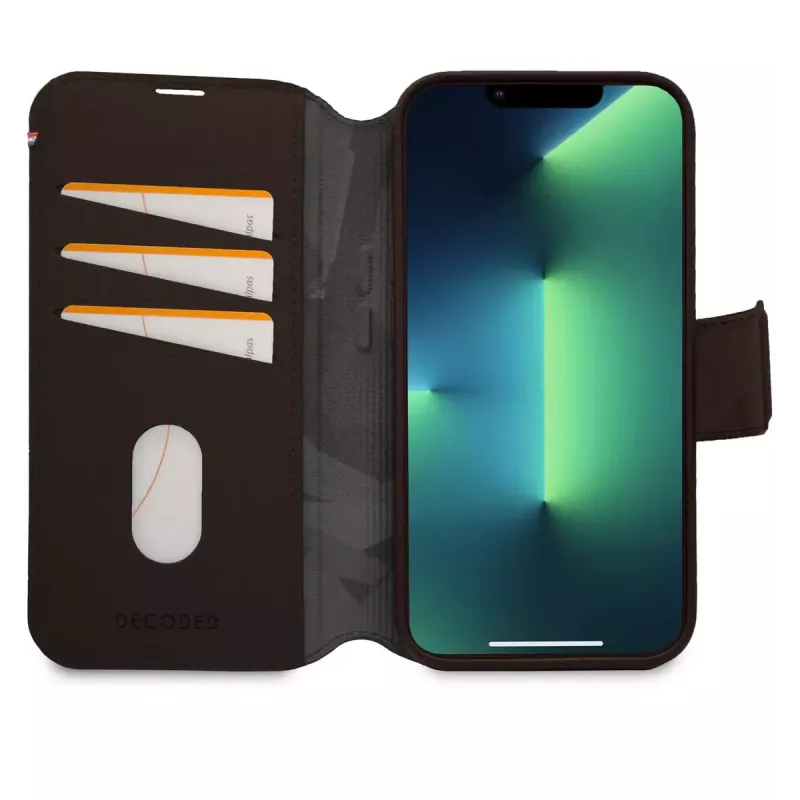 Wallet case Decoded iPhone 14 Plus Brown 6.7 inch 3 card pockets