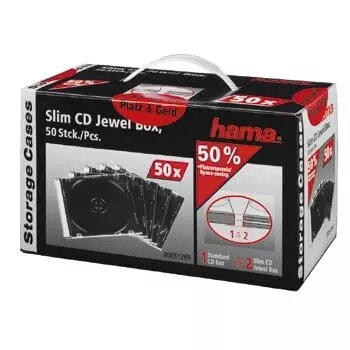 CD Slim Jewel Case Hama 51269 pack 50 Pcs 1 discs Transparent