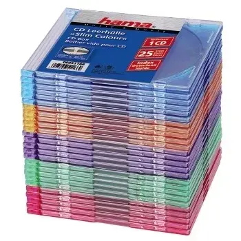 Hama CD Slim Box Pack of 25, Coloured 1 discs Multicolour