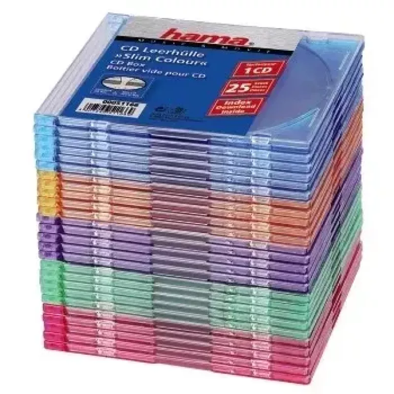 Hama CD Slim Box Pack of 25, Coloured 1 discs Multicolour