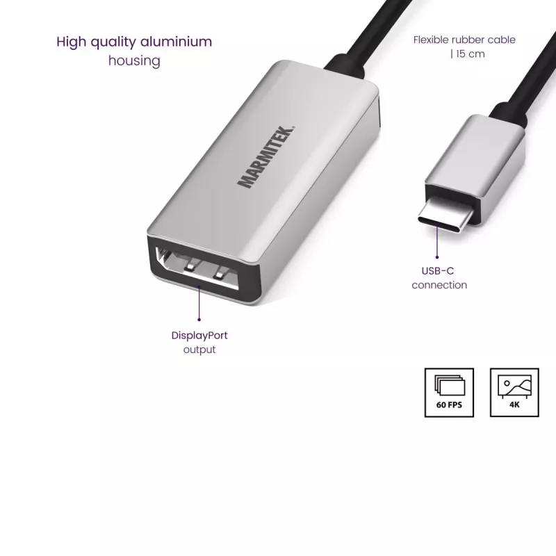 USB-C to DisplayPort Adapter Marmitek 8371 4K 60Hz