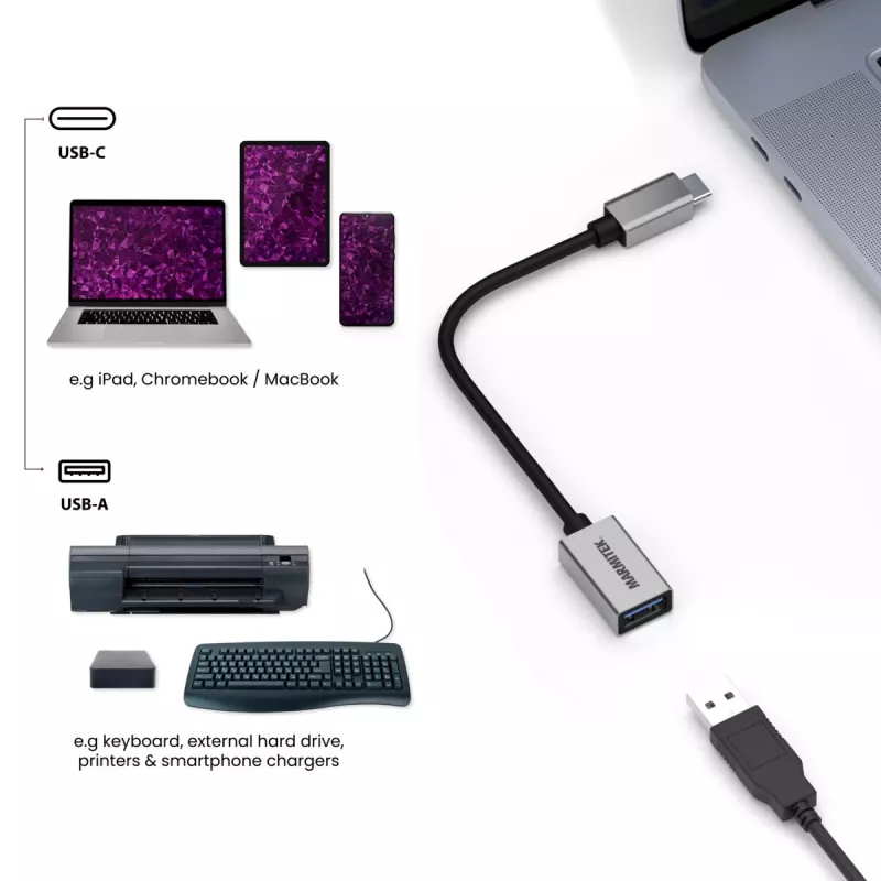 USB Cable Marmitek 08375 0.15m USB 3.2 Gen 1 USB C USB A Black Silver