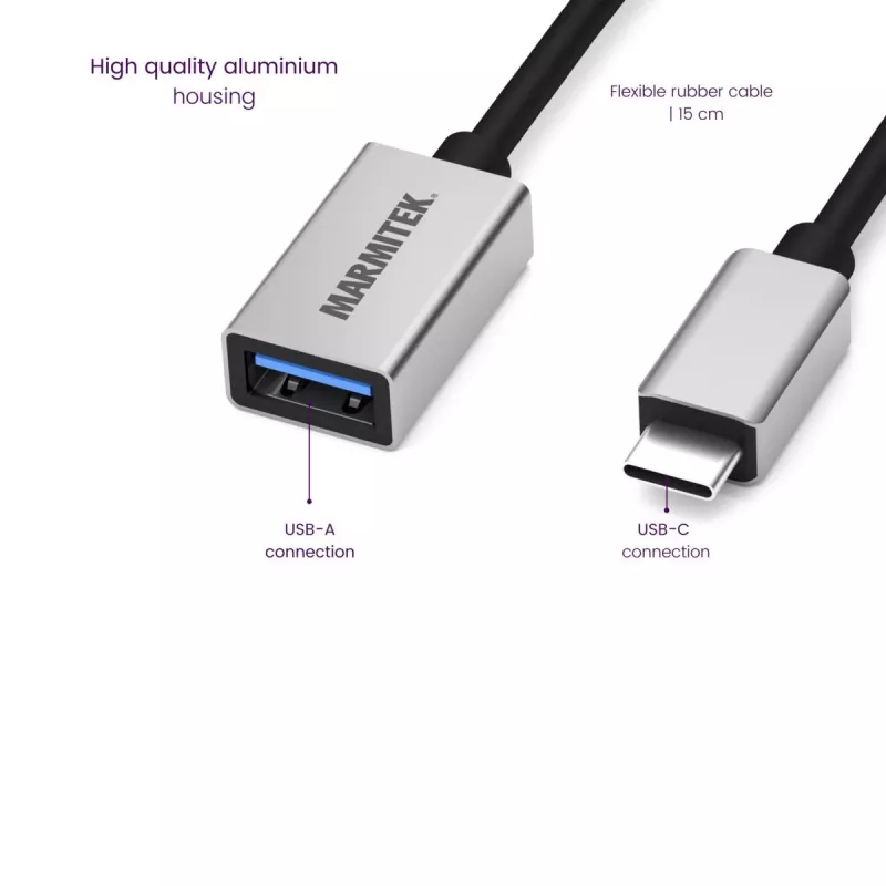 USB Cable Marmitek 08375 0.15m USB 3.2 Gen 1 USB C USB A Black Silver