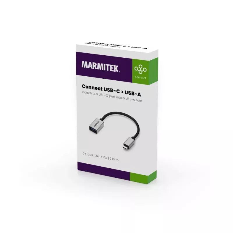 USB Cable Marmitek 08375 0.15m USB 3.2 Gen 1 USB C USB A Black Silver