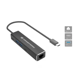 Conceptronic ABBY13B Gigabit Ethernet USB 3.2 Gen 1 Adapter with USB Hub, GbE, USB-A x 2, USB-C x 2