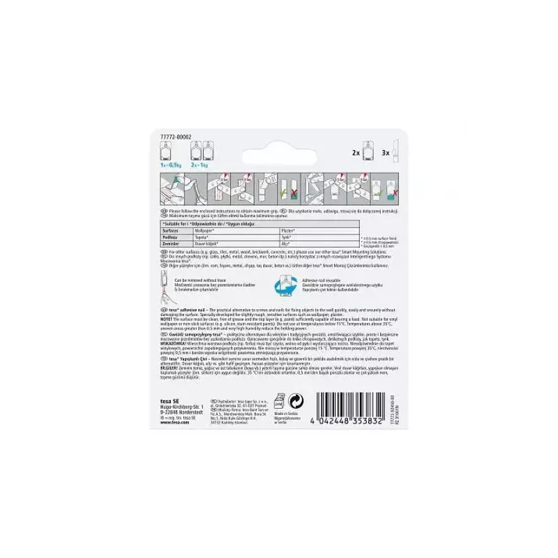 Universal hook TESA 77772 Indoor White 2 pc(s)