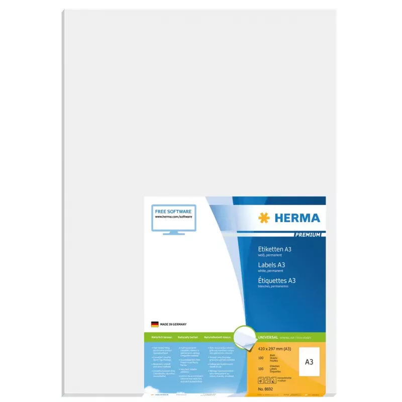 A3 Labels Premium HERMA 8692 297x420 mm White Paper Matt