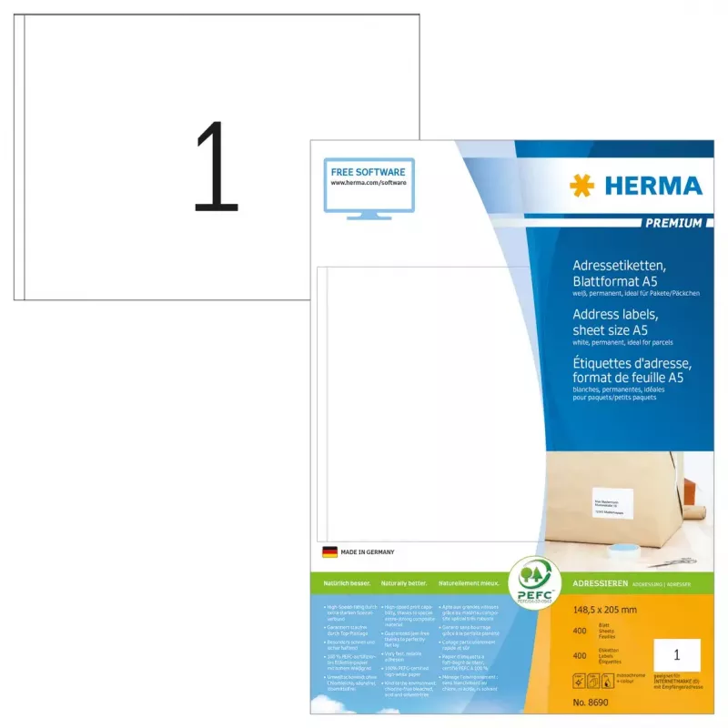 Address labels Premium HERMA A5 148.5x205 mm 400 pcs