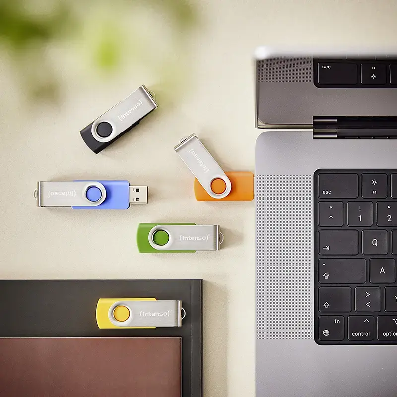 INTENSO Office Line USB flash drive multipack 5×64 GB, USB-A, USB 3.2 Gen 1, swivel, multicolour