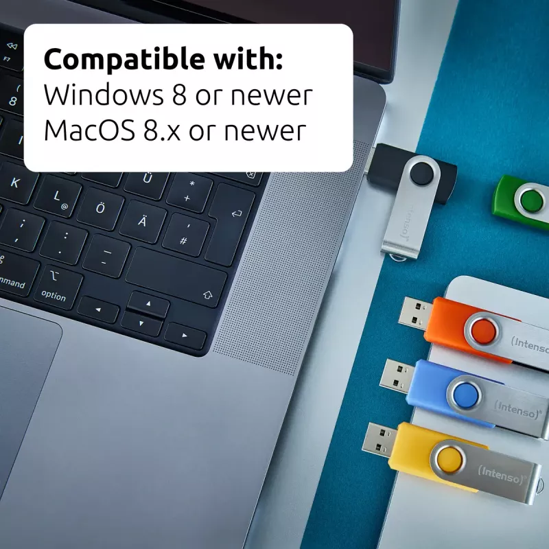 INTENSO Office Line USB flash drive multipack 5×64 GB, USB-A, USB 3.2 Gen 1, swivel, multicolour