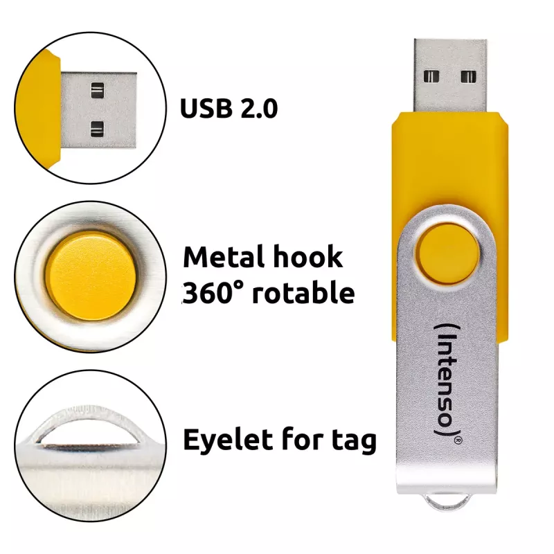 INTENSO Office Line USB flash drive multipack 5×64 GB, USB-A, USB 3.2 Gen 1, swivel, multicolour