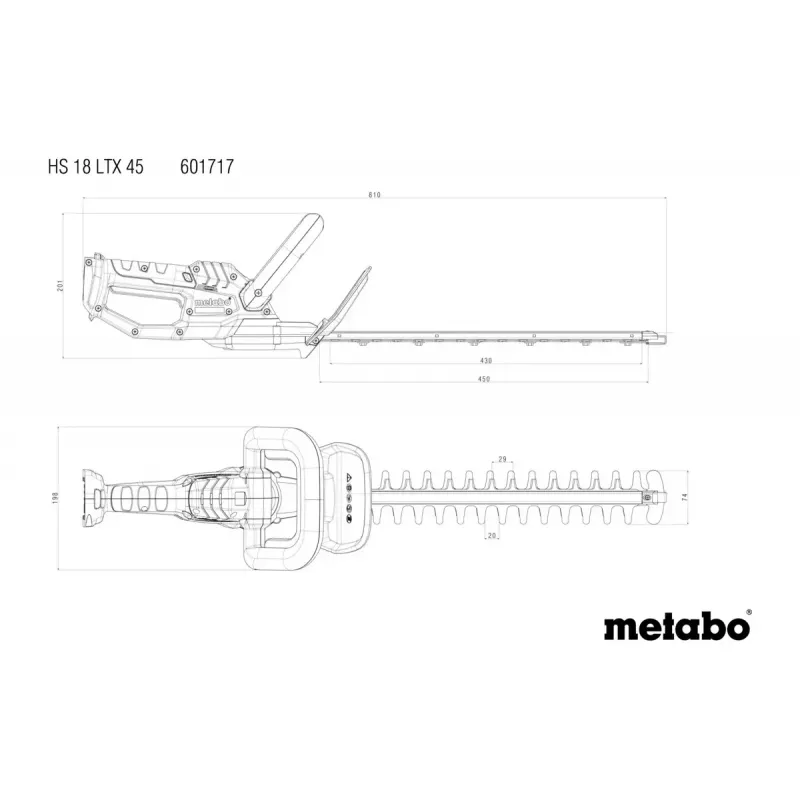 Metabo HS 18 LTX 45 Cordless Hedge Trimmer (Tool Only)