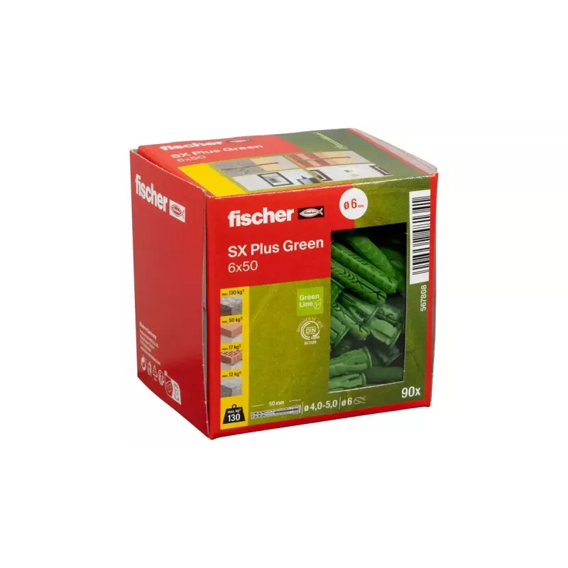 Expansion anchor Fischer 567808 50 mm 90 pcs Green