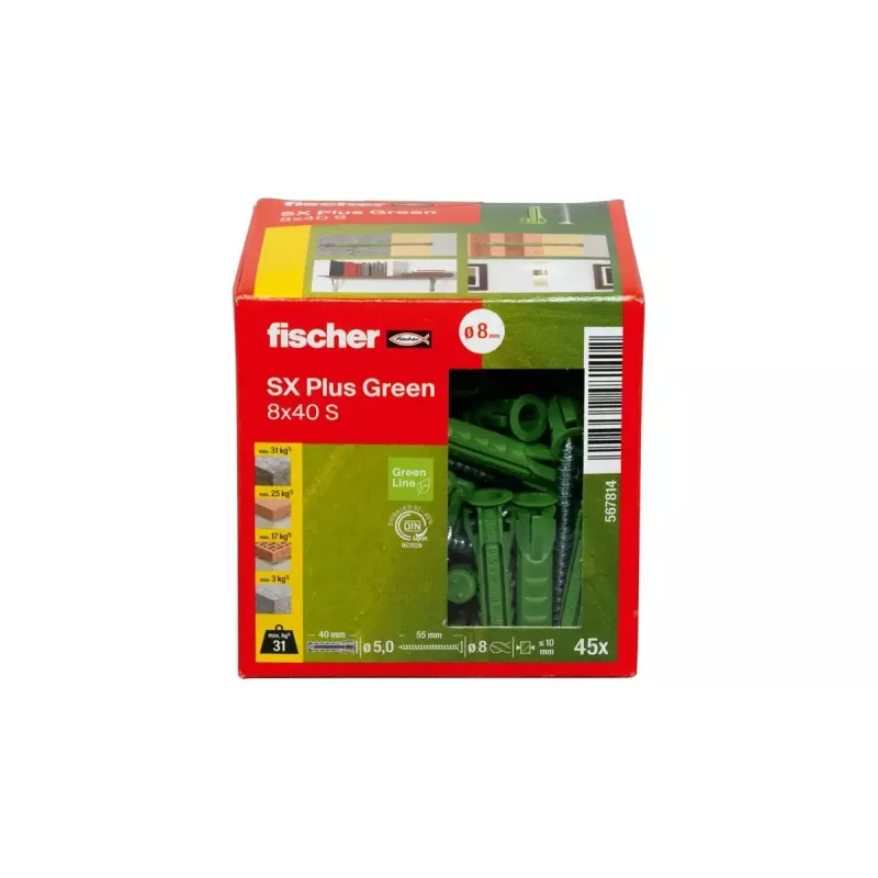 Screw & wall plug kit Fischer 567814 45 pcs 8 mm diameter 40 mm length