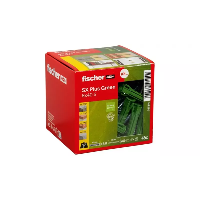 Screw & wall plug kit Fischer 567814 45 pcs 8 mm diameter 40 mm length
