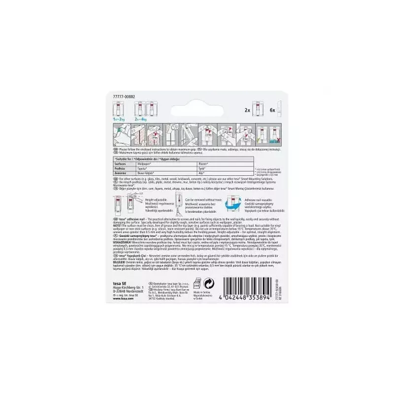Universal hook TESA 77777 Indoor White 2 pcs