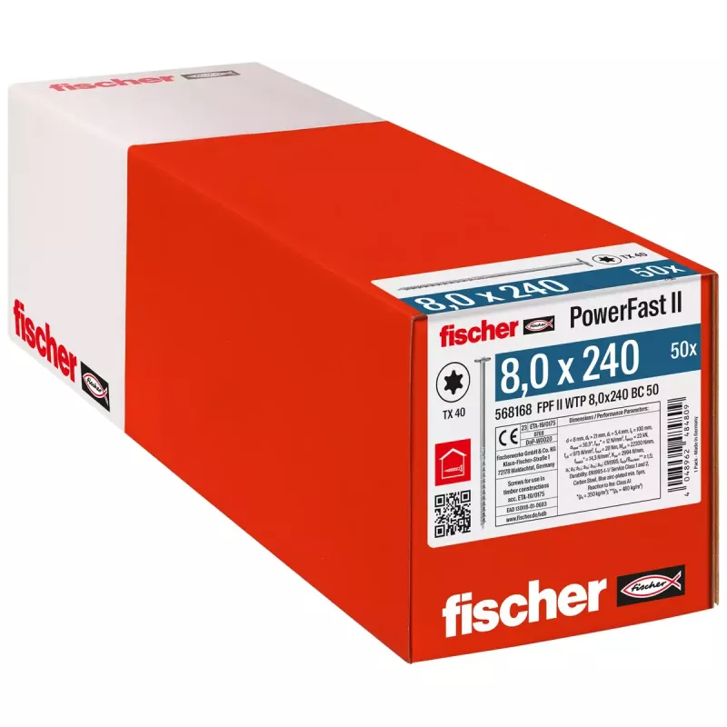 Screw Fischer PowerFast II 8,0x240 TK TX TG blvz 50