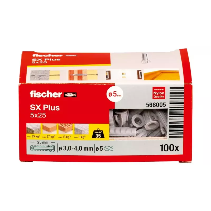 Expansion anchor Fischer 568005 5 mm 25 mm Nylon 100 pcs