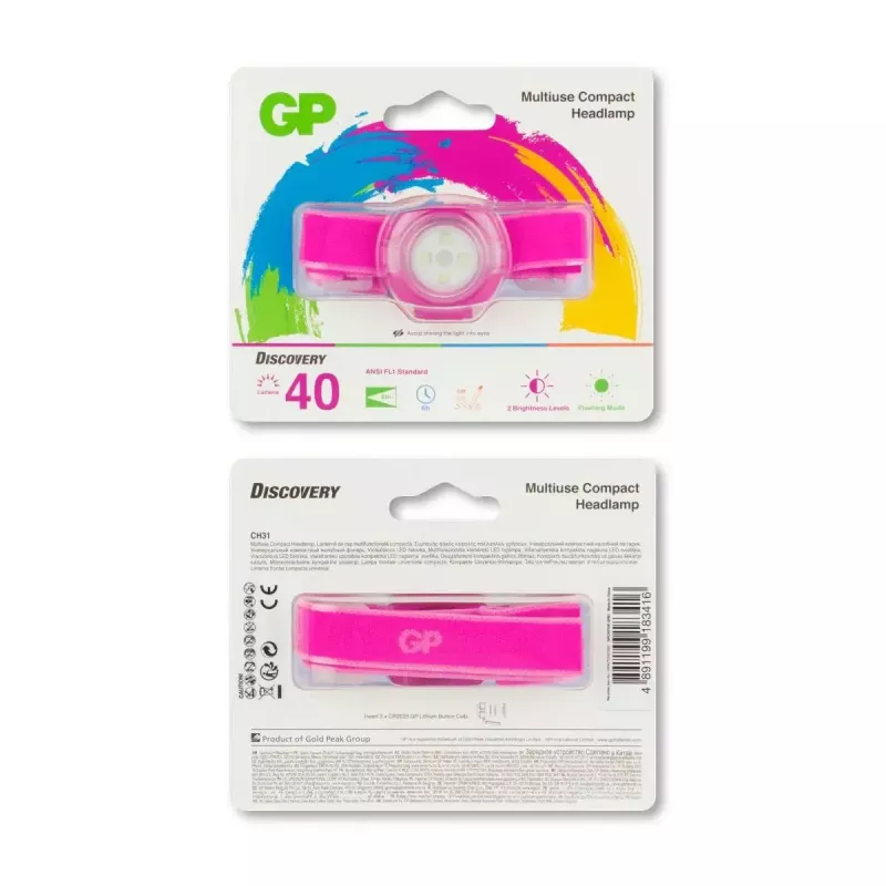 Headband flashlight GP Batteries CH31002 Pink