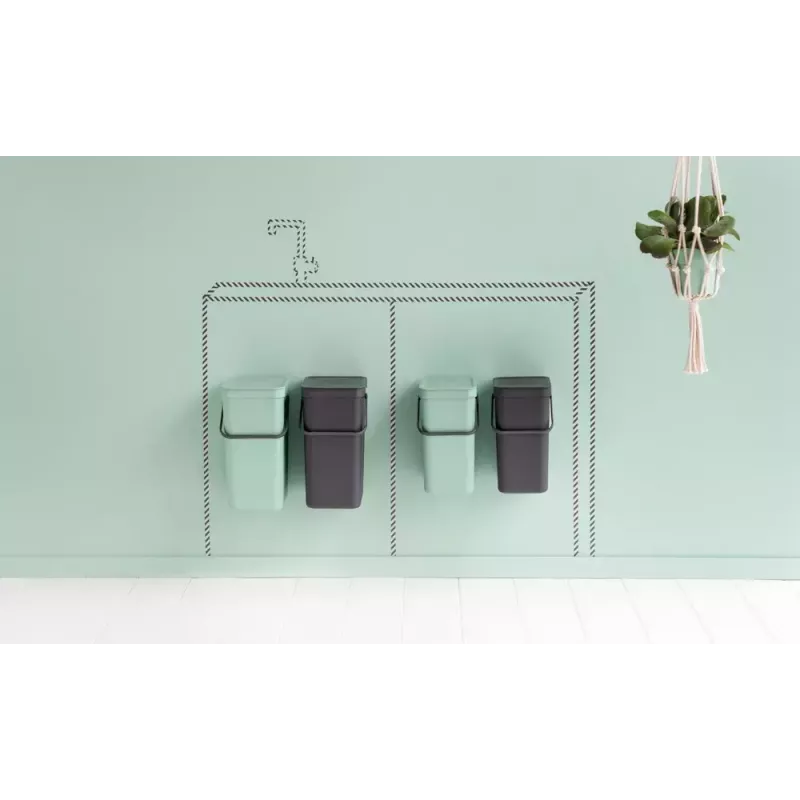 Brabantia Sort & Go Rectangular Plastic Green Grey Width 520 mm Depth 370 mm Height 430 mm