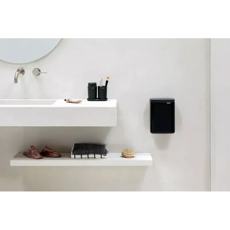 Waste bin Brabantia Bo 4 L rectangular, steel housing, black, 200×172×272 mm