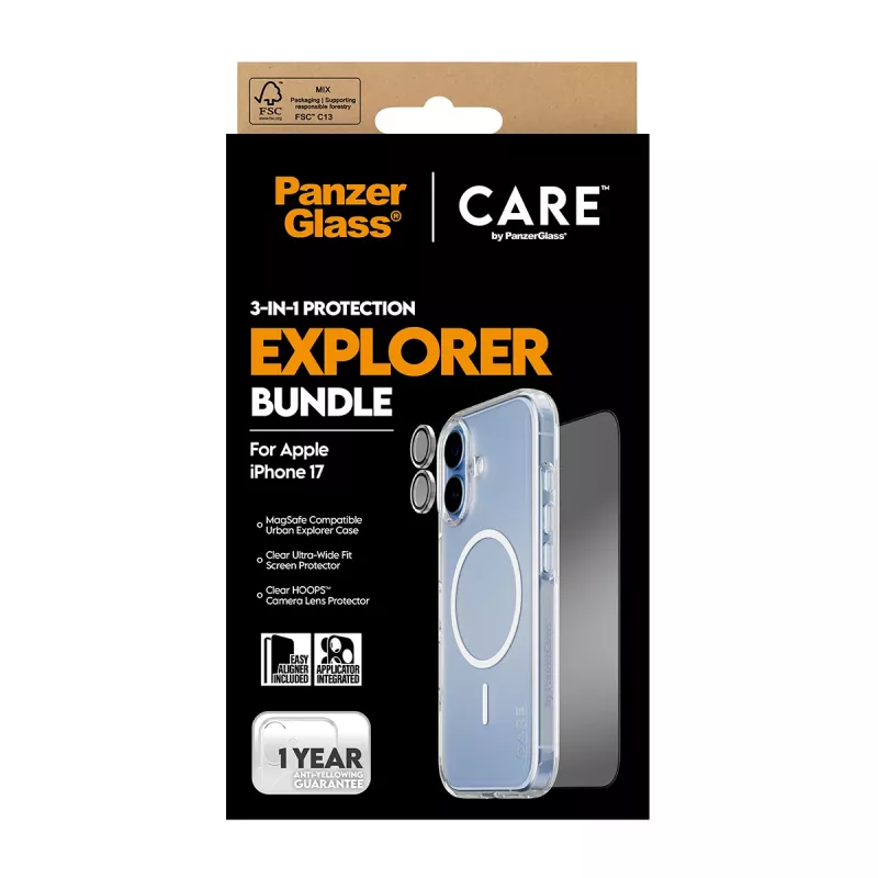 PanzerGlass CARE 3-in-1 Flagship Explorer Bundle iPhone 17 Scratch Shock Resistant