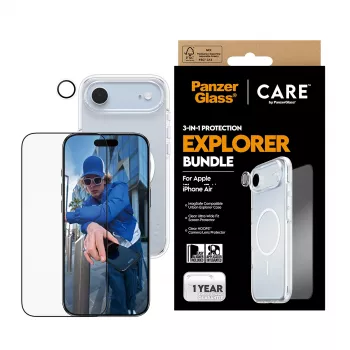 Screen protection kit PanzerGlass 3‑in‑1 Explorer Set CR66372 for iPhone 17 Air (tempered glass, camera protector, cleaning tools)