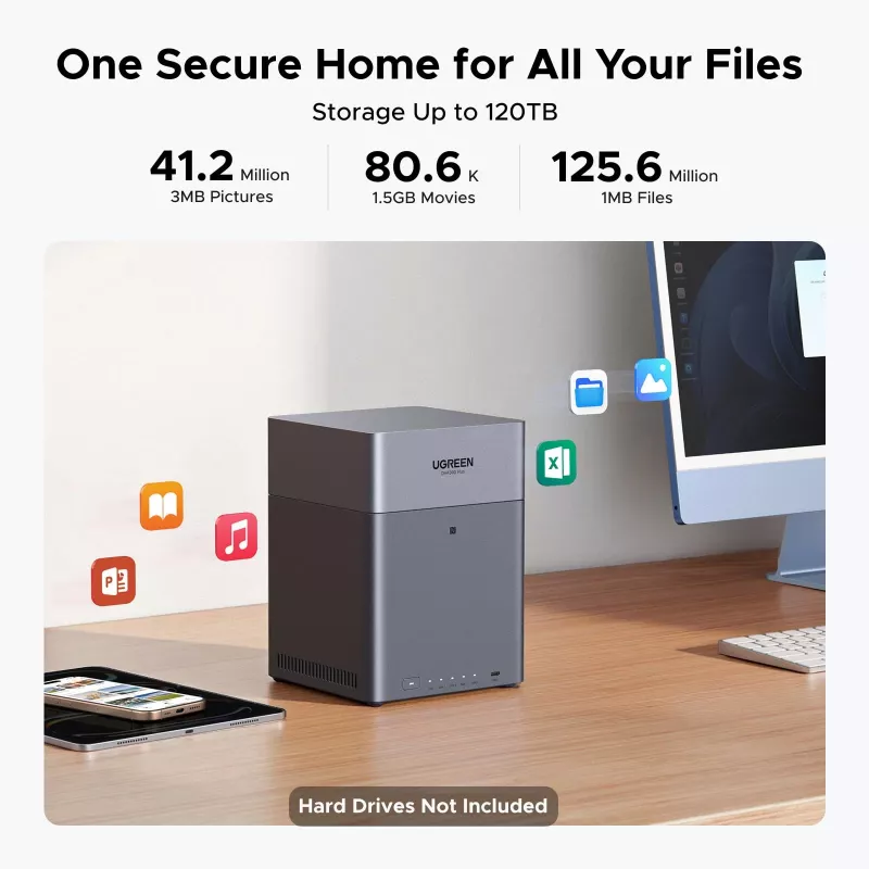 UGREEN NAS DH4300 Plus 4-bay 120TB with 2.5GbE and USB-C