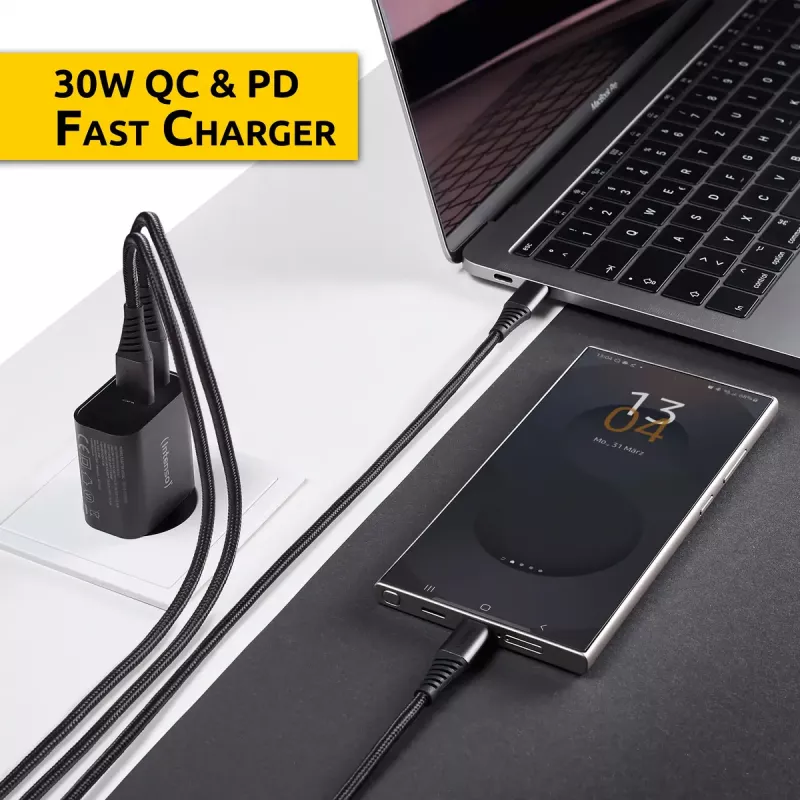 Power Adapter Intenso W30AC 30W USB-A USB-C Black
