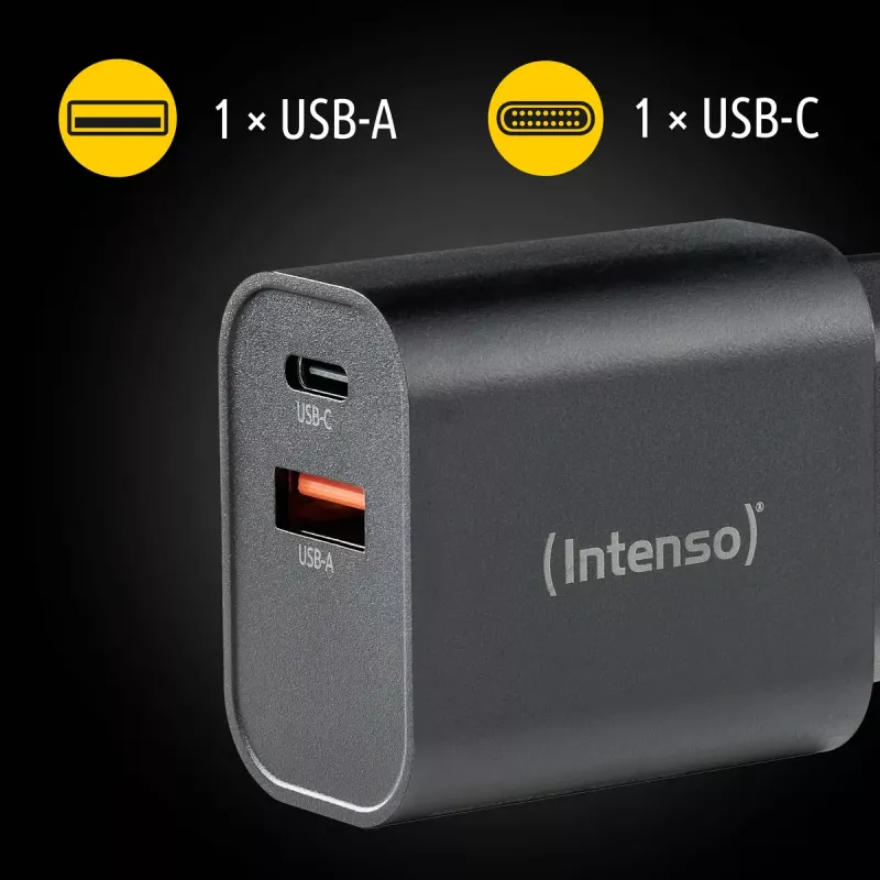 Power Adapter Intenso W30AC 30W USB-A USB-C Black