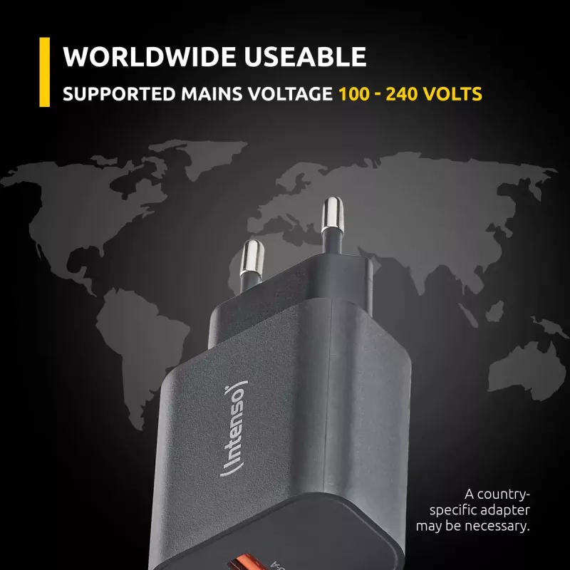 Power Adapter Intenso W30AC 30W USB-A USB-C Black