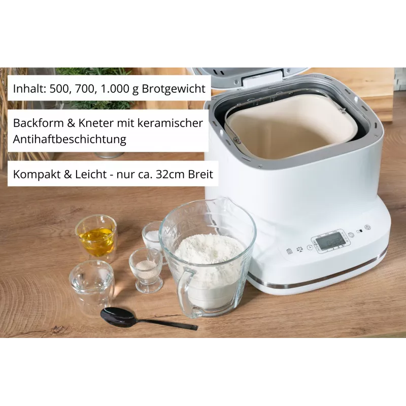 Bread maker Unold Esge Backmeister Bernd 68120 — 550 W, max loaf 1 kg, white, plastic housing