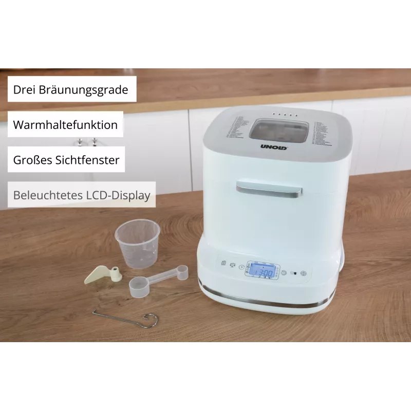 Bread maker Unold Esge Backmeister Bernd 68120 — 550 W, max loaf 1 kg, white, plastic housing