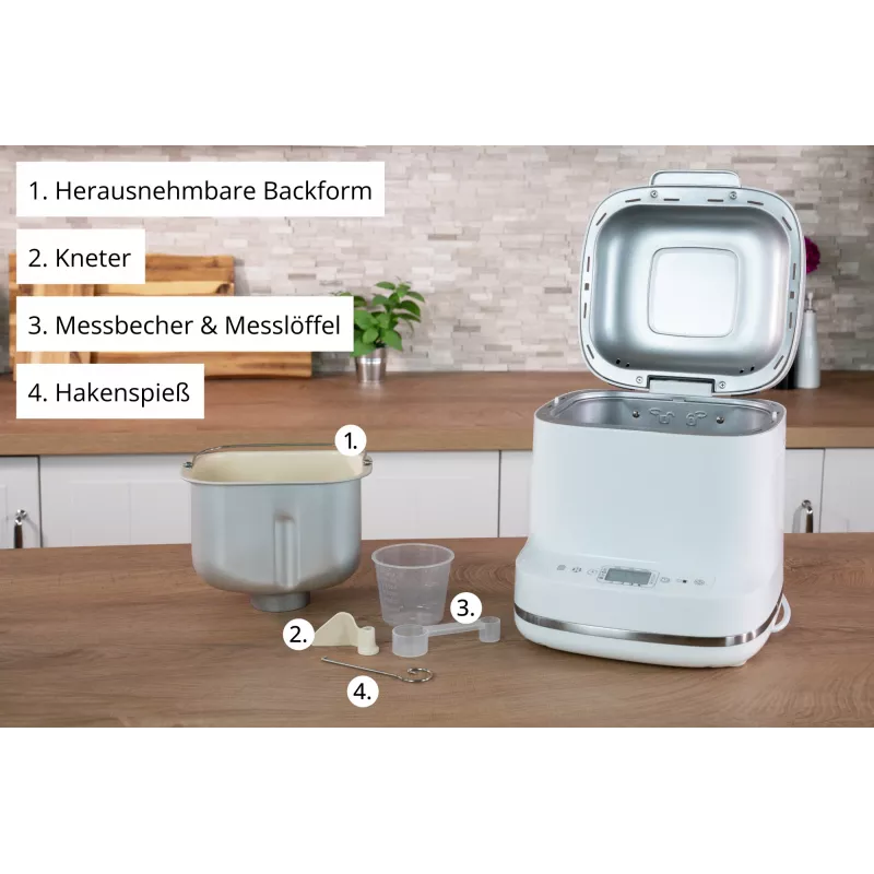 Bread maker Unold Esge Backmeister Bernd 68120 — 550 W, max loaf 1 kg, white, plastic housing