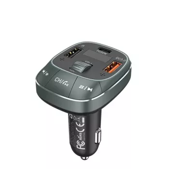 Car charger Vention 3-Port USB (USB-C + 2× USB-A) 30W/18W/5W Black