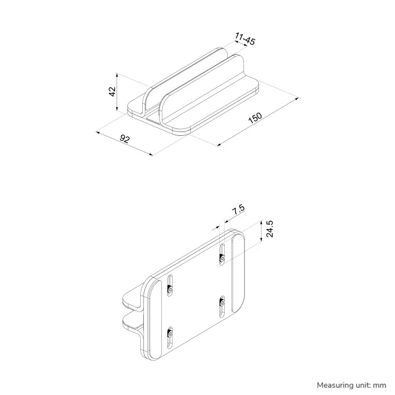 Laptop holder Neomounts NSLS300SILVER 11–17 inch aluminium, height 0–42 mm, width 0–150 mm, depth 0–92 mm, silver