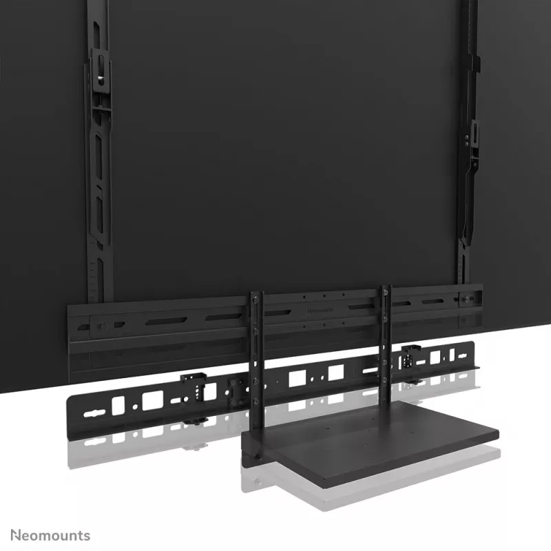 Videobar and laptop shelf kit Neomounts AV60-500BL for 43–110 inch displays, VESA up to 600x400, max load 8 kg, width 900 mm