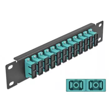 Fiber Optic Patch Panel DeLOCK 10 inch 12 Port SC Duplex aqua 1U black