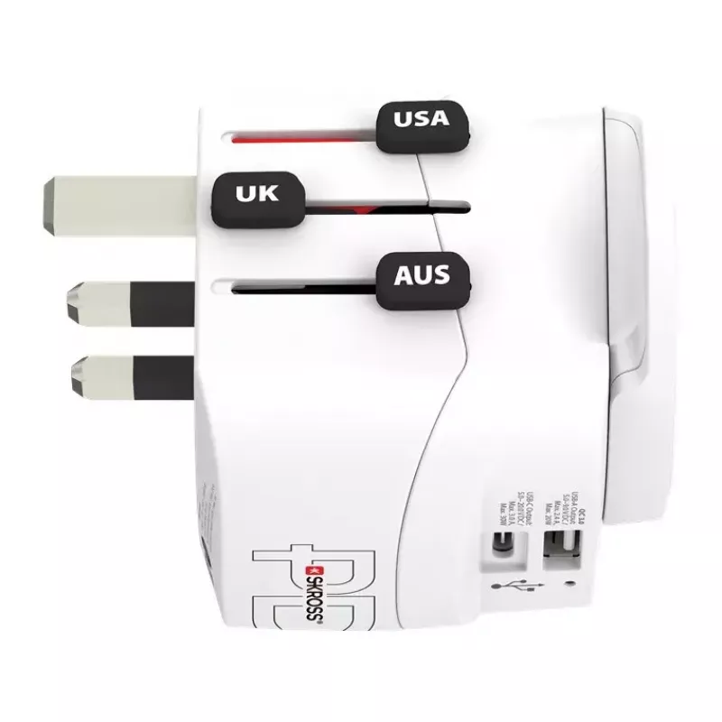 Power Plug Adapter Skross 61663 Universal White 100-250V 2.4A USB