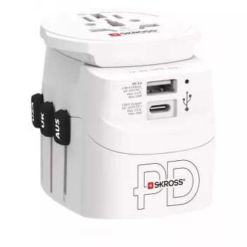 Power Plug Adapter Skross 61663 Universal White 100-250V 2.4A USB