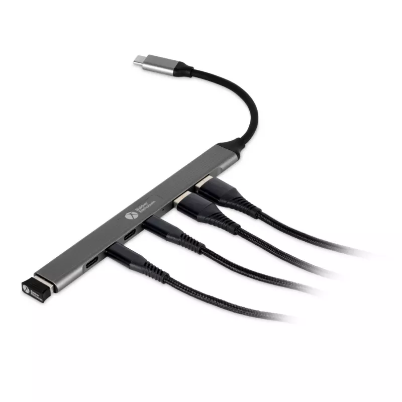 USB-C Hub 7-in-1 BakkerElkhuizen BNECHUB3A4C — 7 ports (USB 3.2 Gen1 A, USB 3.2 Gen1 C, USB 2.0), aluminium housing, grey/black