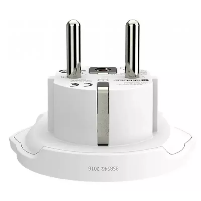 Travel adapter plug SKROSS World to Europe — universal input to European socket, white, 64×58×47 mm