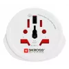 Travel adapter plug SKROSS World to Europe — universal input to European socket, white, 64×58×47 mm
