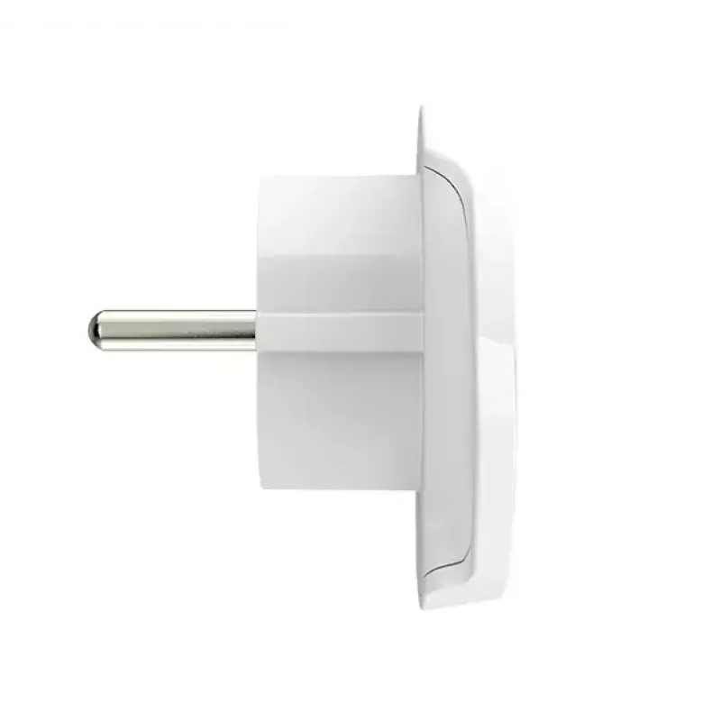 Travel adapter plug SKROSS World to Europe — universal input to European socket, white, 64×58×47 mm