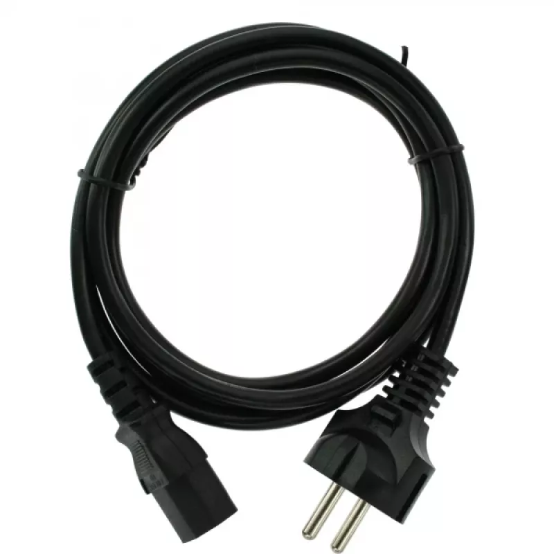 InLine power cable, CEE 7/7 straight / 3pin IEC C13 male, black, 5m