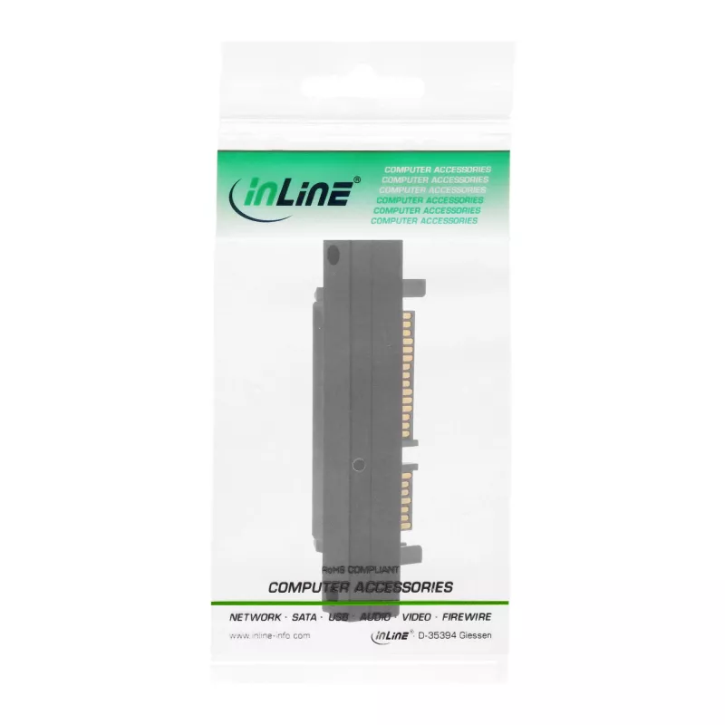 InLine SATA adaptor, M/F, 22pin (15+7) downward angled
