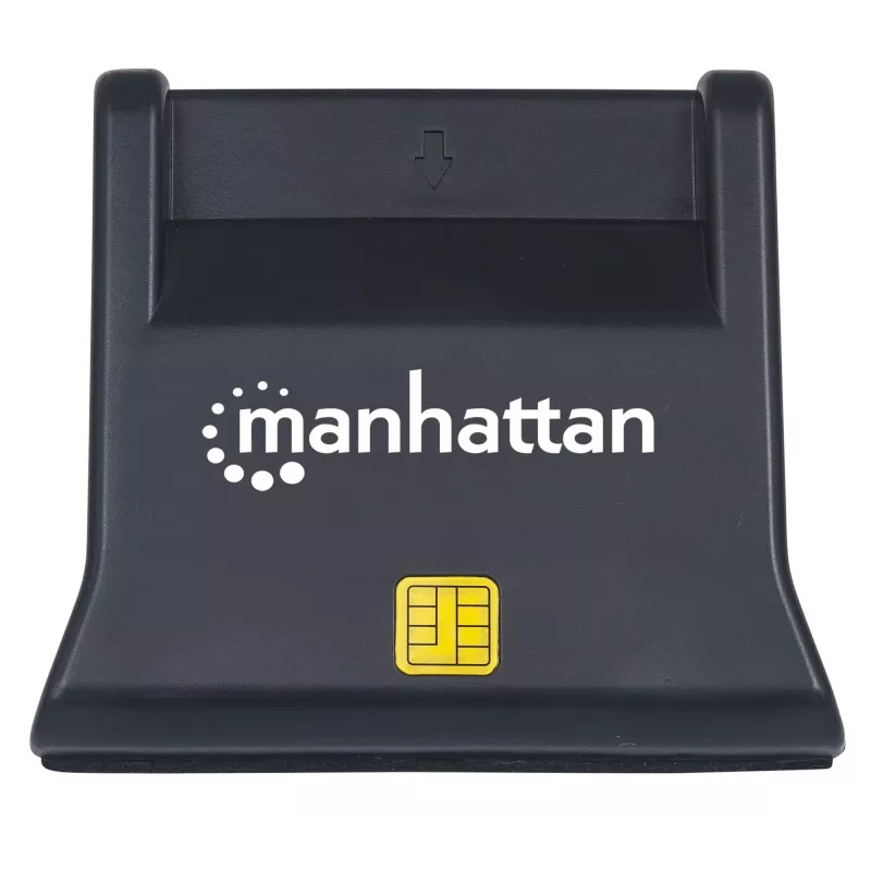 Manhattan USB-A Smart/SIM Card Reader, 480 Mbps (USB 2.0), Desktop Standing, Friction Type compatible, Hi-Speed USB, Cable 86cm, Black, Three Year Warranty